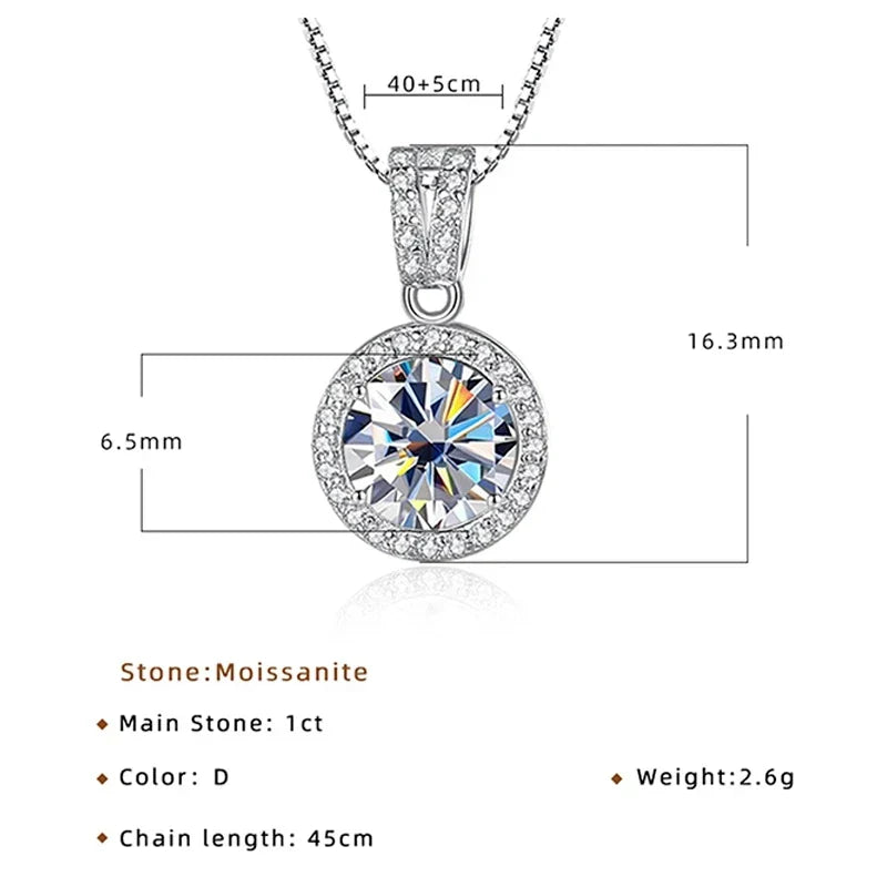 2Ct Moissanite Necklace Earrings Set Sterling Silver 925 Wedding Jewelry