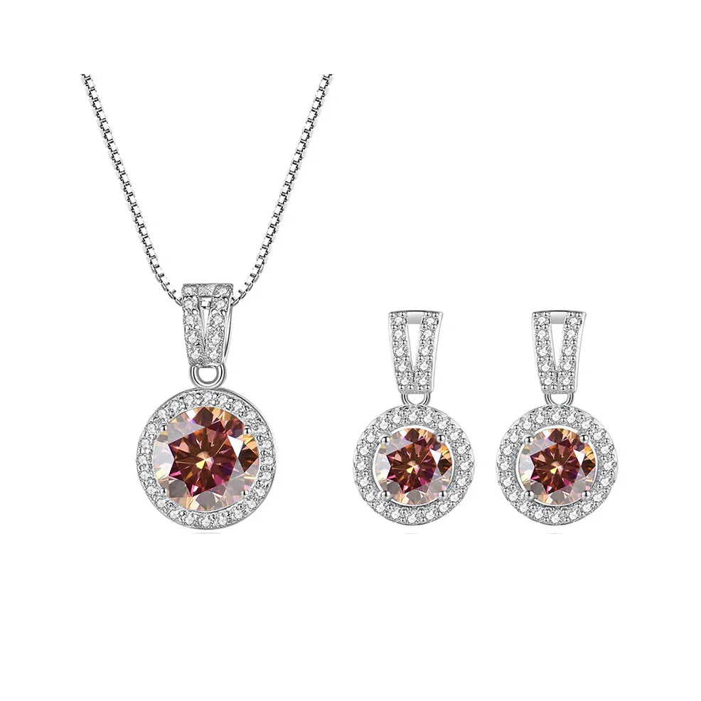 2Ct Moissanite Necklace Earrings Set Sterling Silver 925 Wedding Jewelry