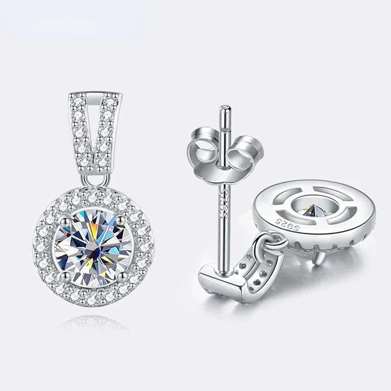 2Ct Moissanite Necklace Earrings Set Sterling Silver 925 Wedding Jewelry
