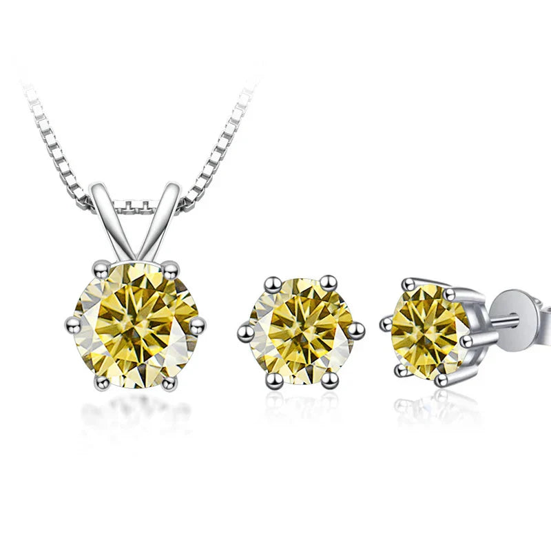 3Ct Moissanite Necklace Earrings Set 925 Sterling Silver GRA Cert Wedding