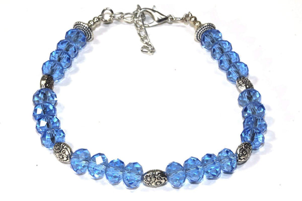 Blue Crystal Beaded Bracelet Sparkle Statement Jewelry
