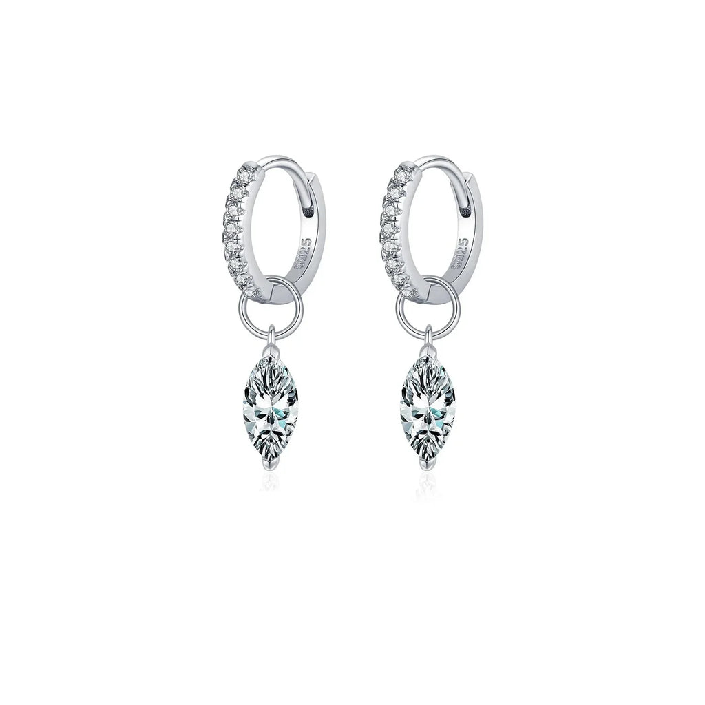 Moissanite 925 Sterling Silver Geometric Hoop Earrings For Women Fine Jewelry