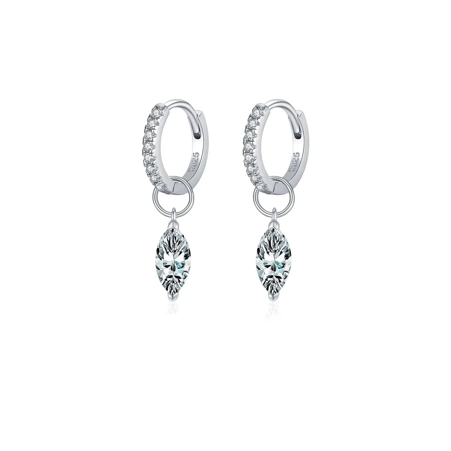 Moissanite 925 Sterling Silver Geometric Hoop Earrings For Women Fine Jewelry