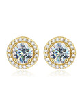 Moissanite Stud Earrings 925 Sterling Silver Round Halo Bridal Wedding Jewelry