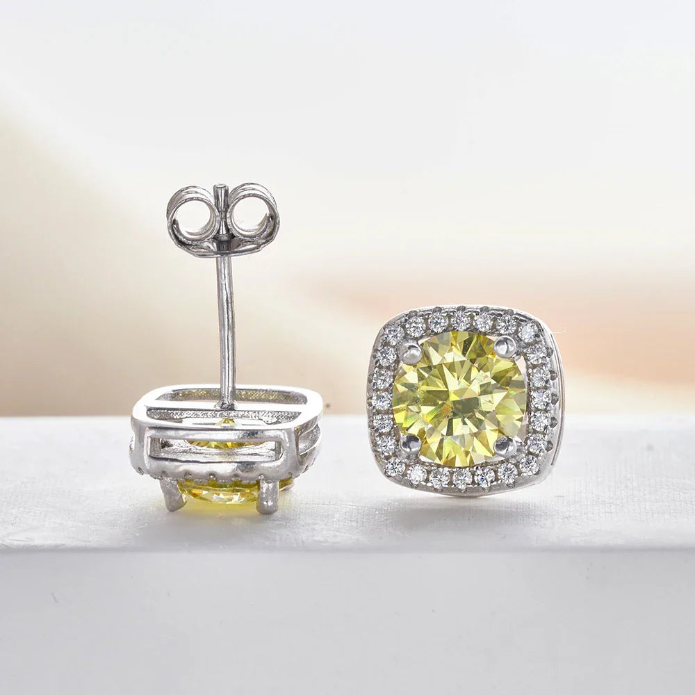 Moissanite Stud Earrings 925 Sterling Silver Round Cut Classic Women's Jewelry