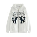 New Trendy Vintage Hip Hop Streetwear Women Hoodies Angel Dark Print Zipper Jacket Coat Hooded Top Clothes Men Women Punk Outwear