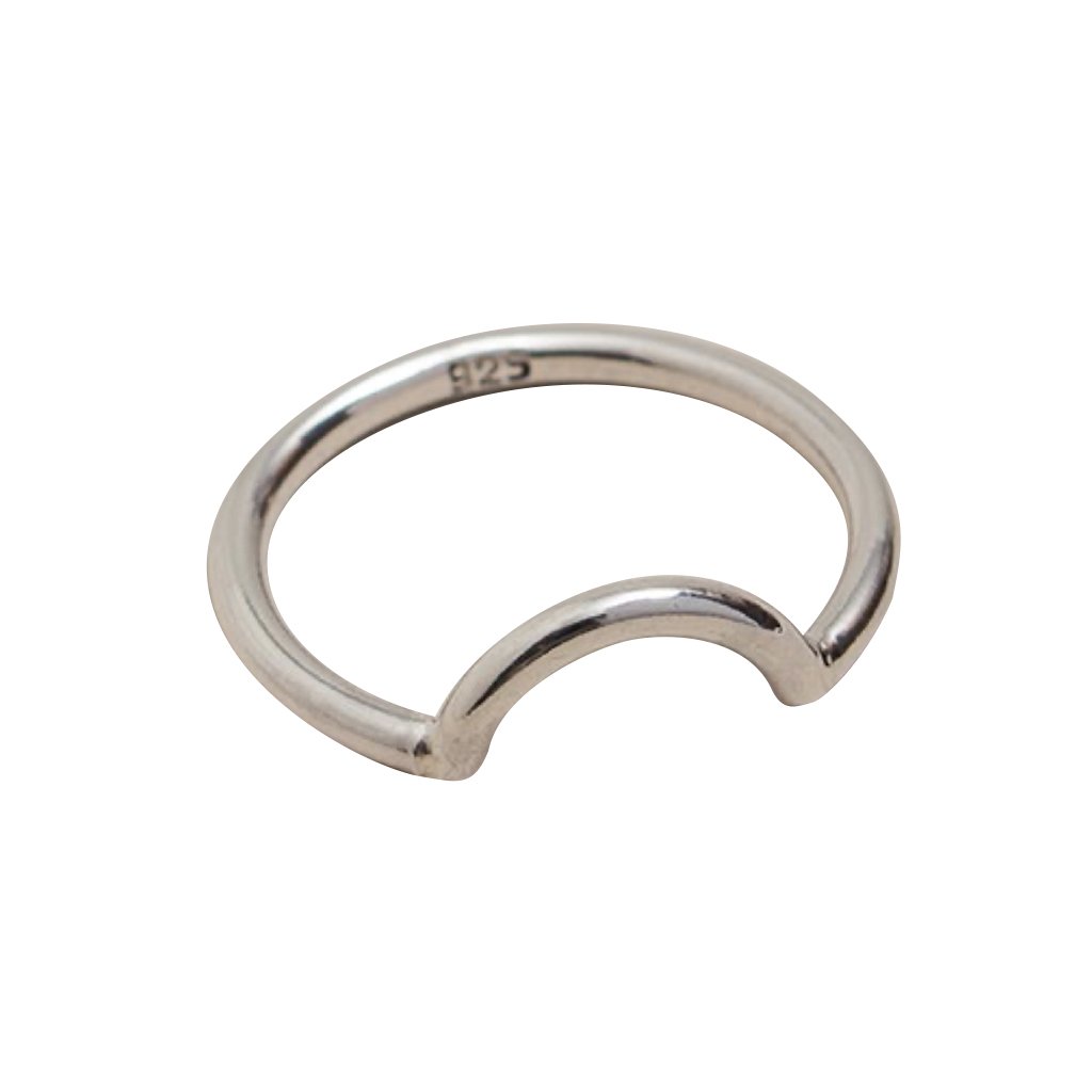 Sterling Silver Half Moon Ring Size 7 Minimal Stacking Moon Jewelry