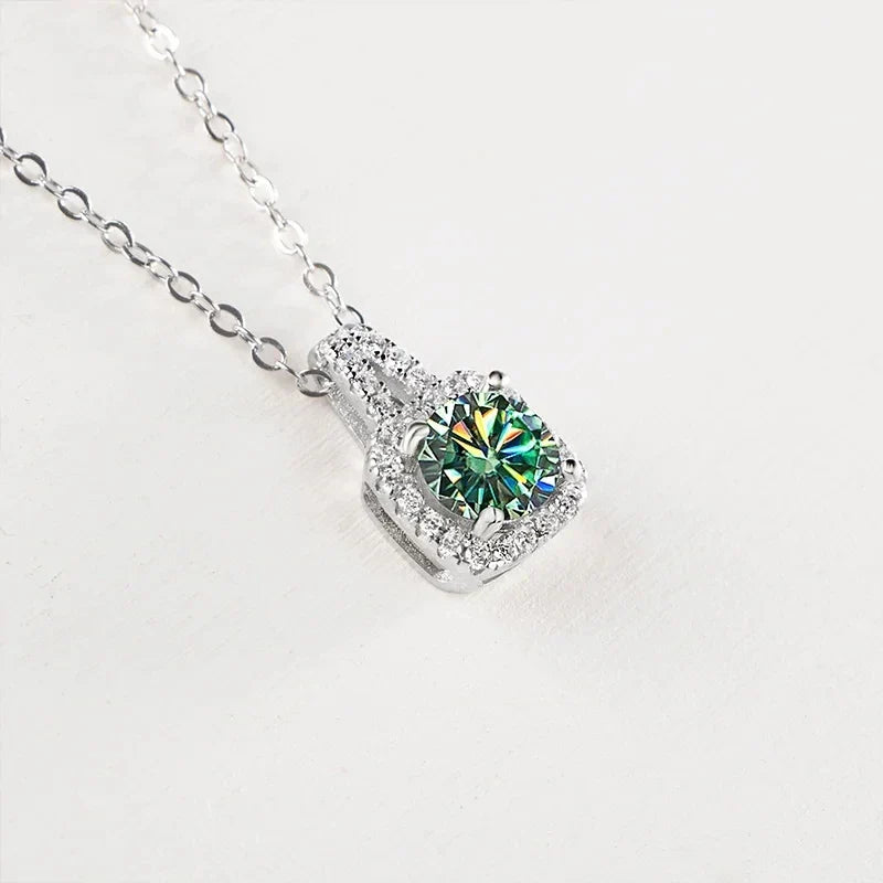 Sterling Silver 3-Piece Moissanite Jewelry Set 1ct Necklace Ring Earrings