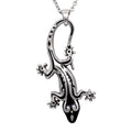 Tribal Gecko Silver Pendant Necklace Boho Lizard Jewelry